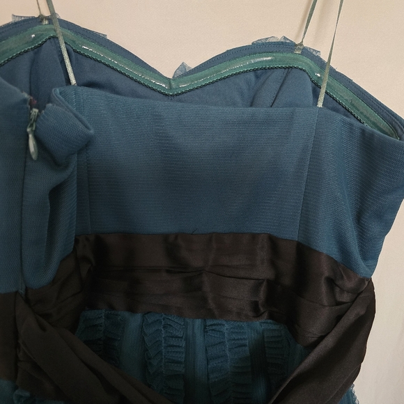 Max & Cleo Dark Jade Sophia Strapless Sweetheart Dress Size 2 Ruffle Tulle - Picture 9 of 16